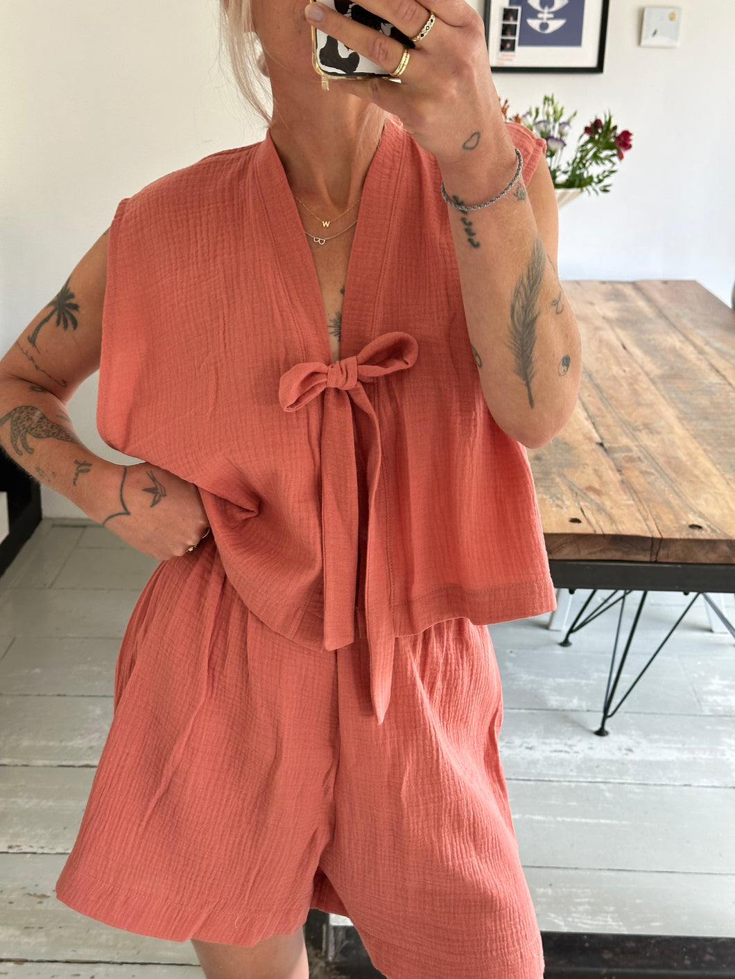 SUE WAISTCOAT - Peach pink